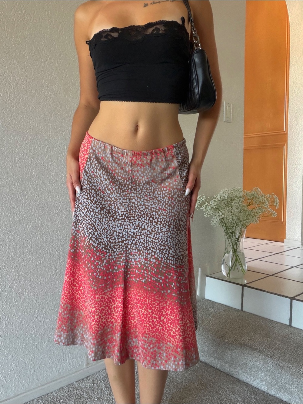 2000’s Abstract Print Low-Rise Midi Skirt